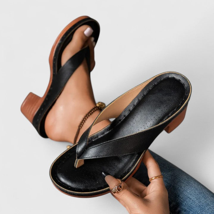 Talons orthopédiques avec semelle intérieure ergonomique et semelle antidérapante – cuir noir 5 cm pour un usage quotidien
