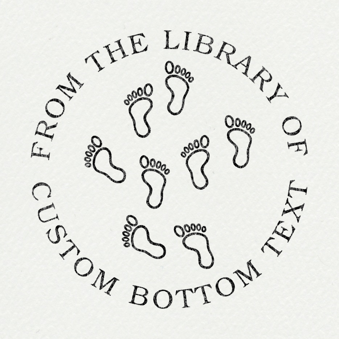 Tampon ex-libris personnalisé avec épée et motifs botaniques