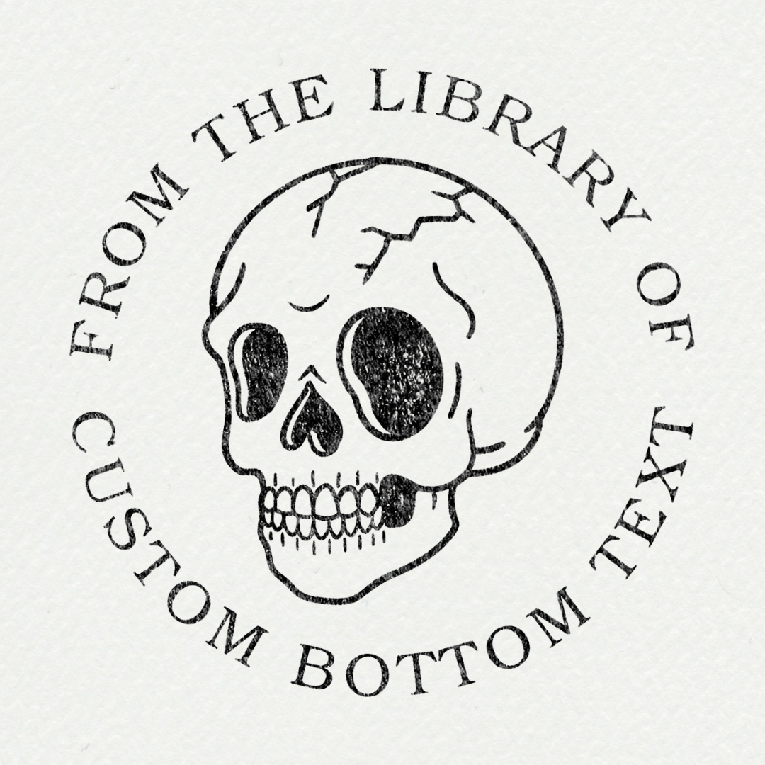 Tampon ex-libris personnalisé avec épée et motifs botaniques