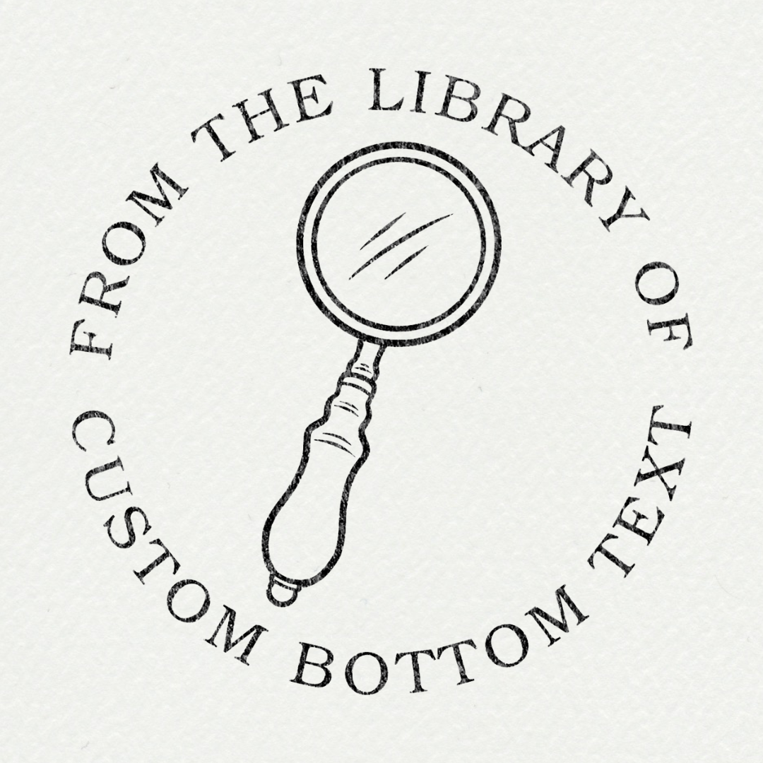 Tampon ex-libris personnalisé avec épée et motifs botaniques