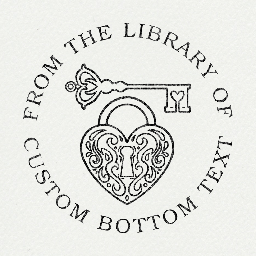 Tampon ex-libris personnalisé avec épée et motifs botaniques