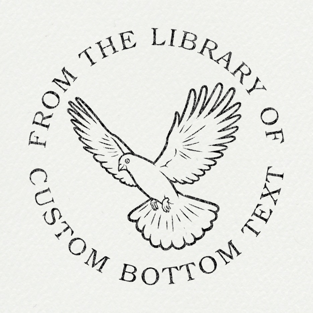 Tampon ex-libris personnalisé avec épée et motifs botaniques