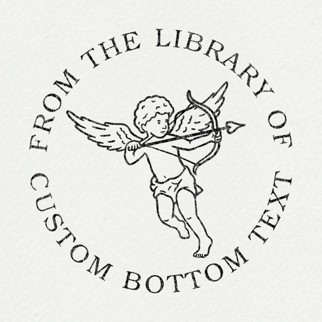 Tampon ex-libris personnalisé avec épée et motifs botaniques