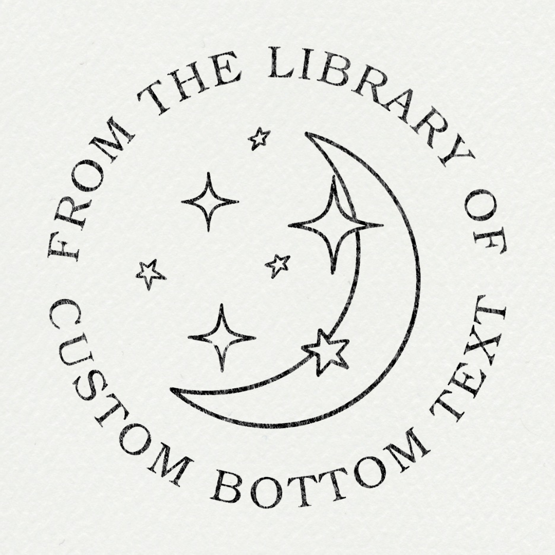Tampon ex-libris personnalisé avec épée et motifs botaniques
