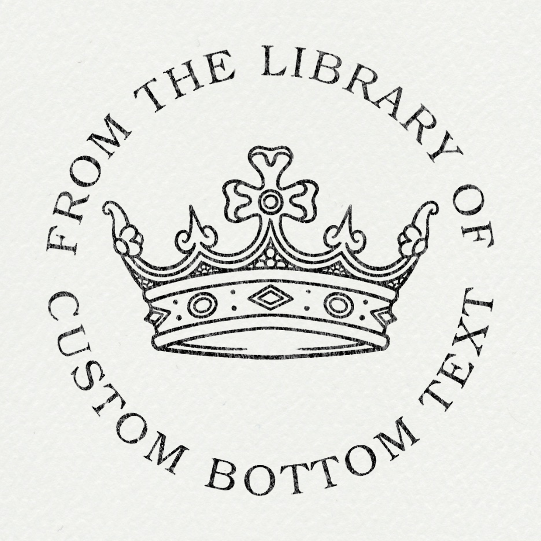 Tampon ex-libris personnalisé avec épée et motifs botaniques