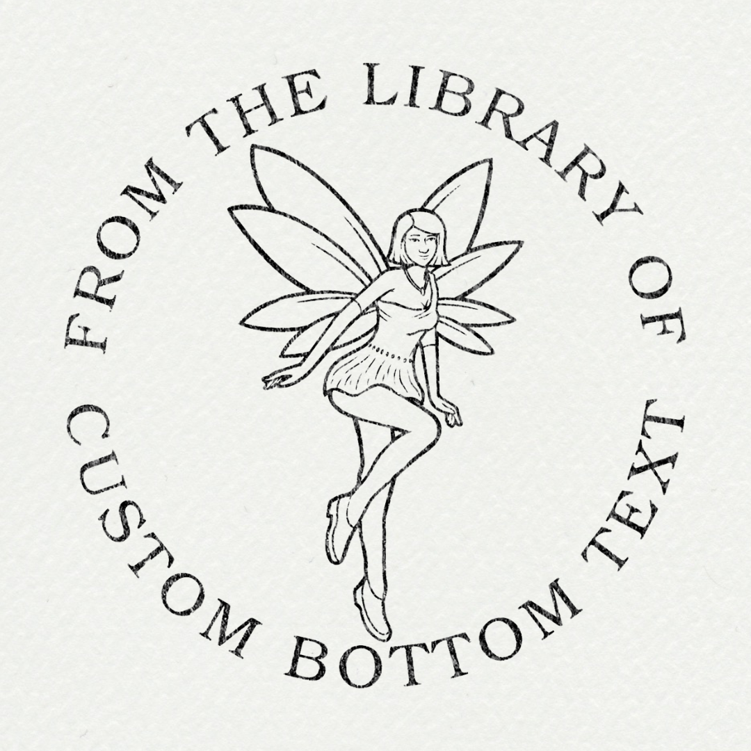 Tampon ex-libris personnalisé avec épée et motifs botaniques