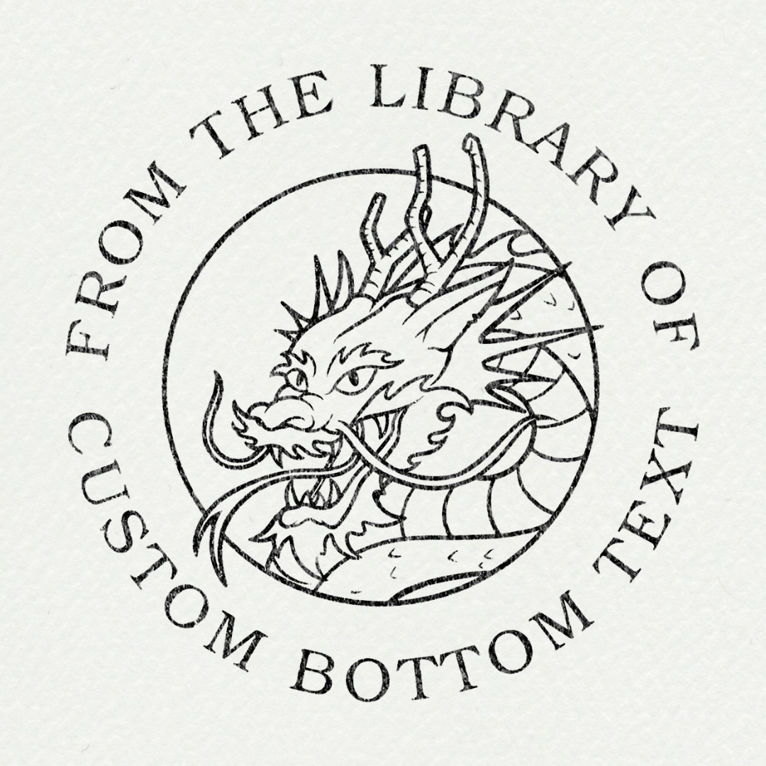Tampon ex-libris personnalisé avec épée et motifs botaniques