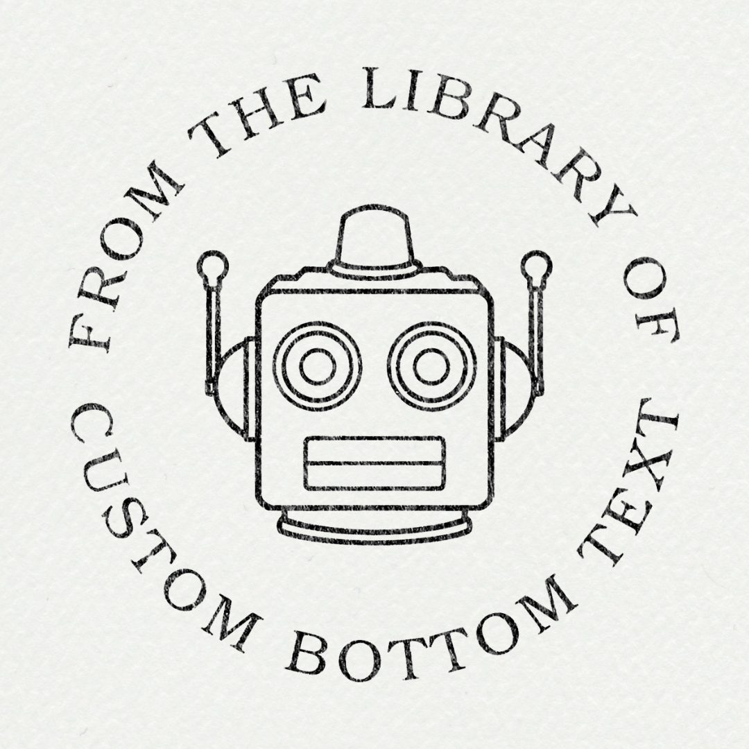 Tampon ex-libris personnalisé avec épée et motifs botaniques
