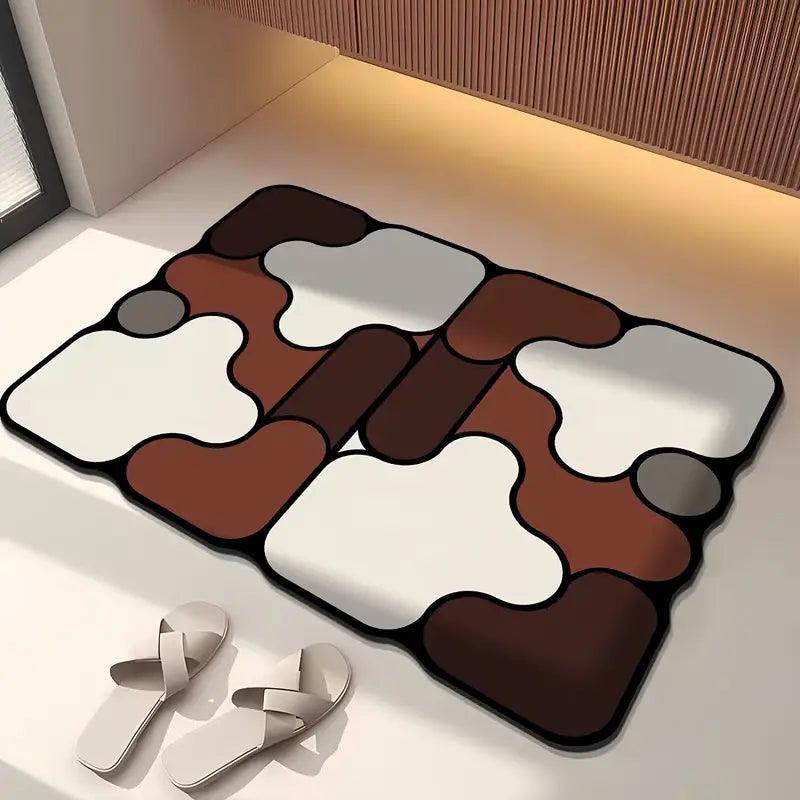 Tapis de bain antidérapant en diatomée motif puzzle