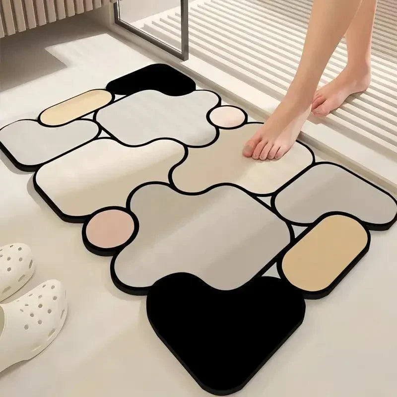 Tapis de bain antidérapant en diatomée motif puzzle