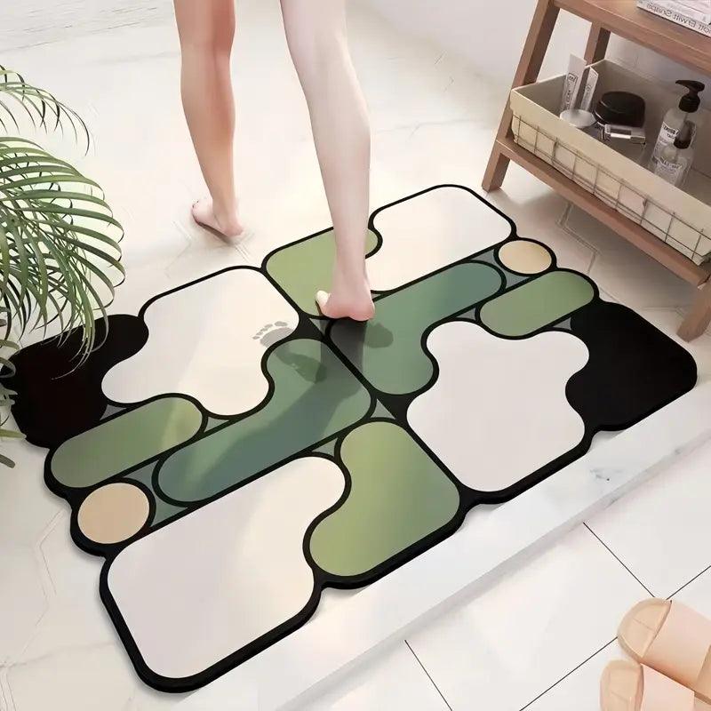 Tapis de bain antidérapant en diatomée motif puzzle
