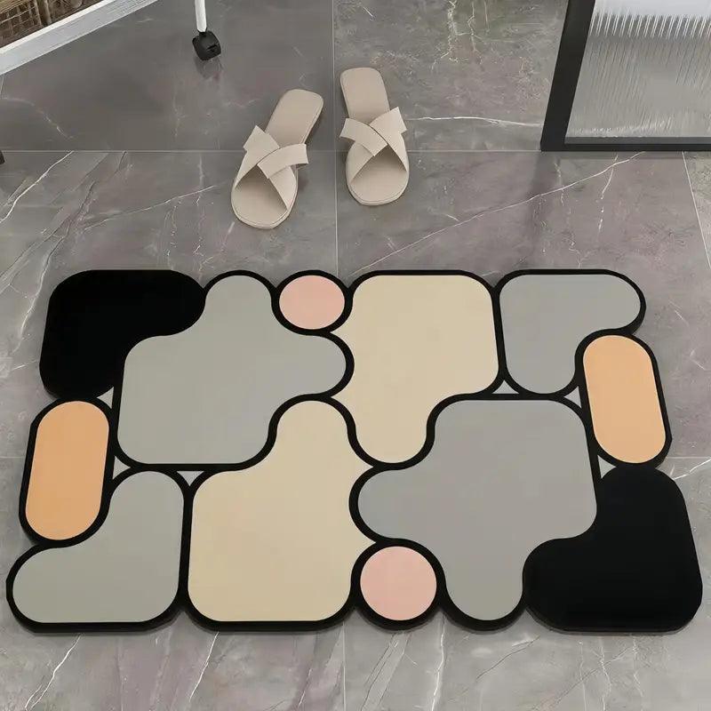 Tapis de bain antidérapant en diatomée motif puzzle