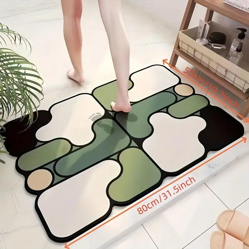 Tapis de bain antidérapant en diatomée motif puzzle