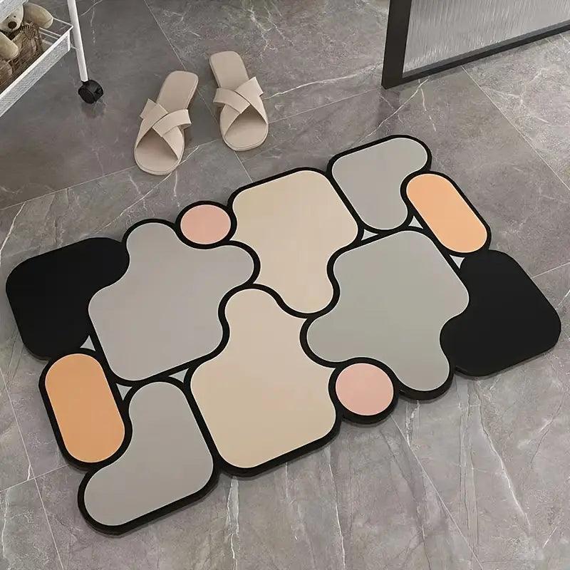 Tapis de bain antidérapant en diatomée motif puzzle