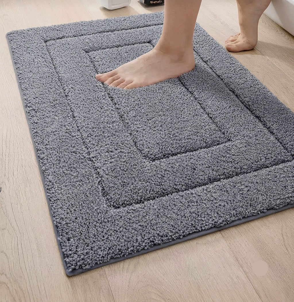 Tapis de bain antidérapant en microfibre à double couche, absorbant et doux