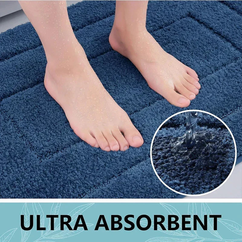 Tapis de bain antidérapant en microfibre à double couche, absorbant et doux