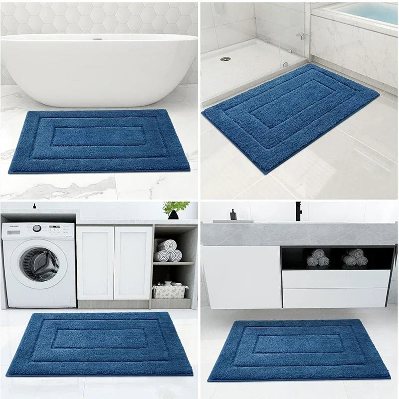 Tapis de bain antidérapant en microfibre à double couche, absorbant et doux