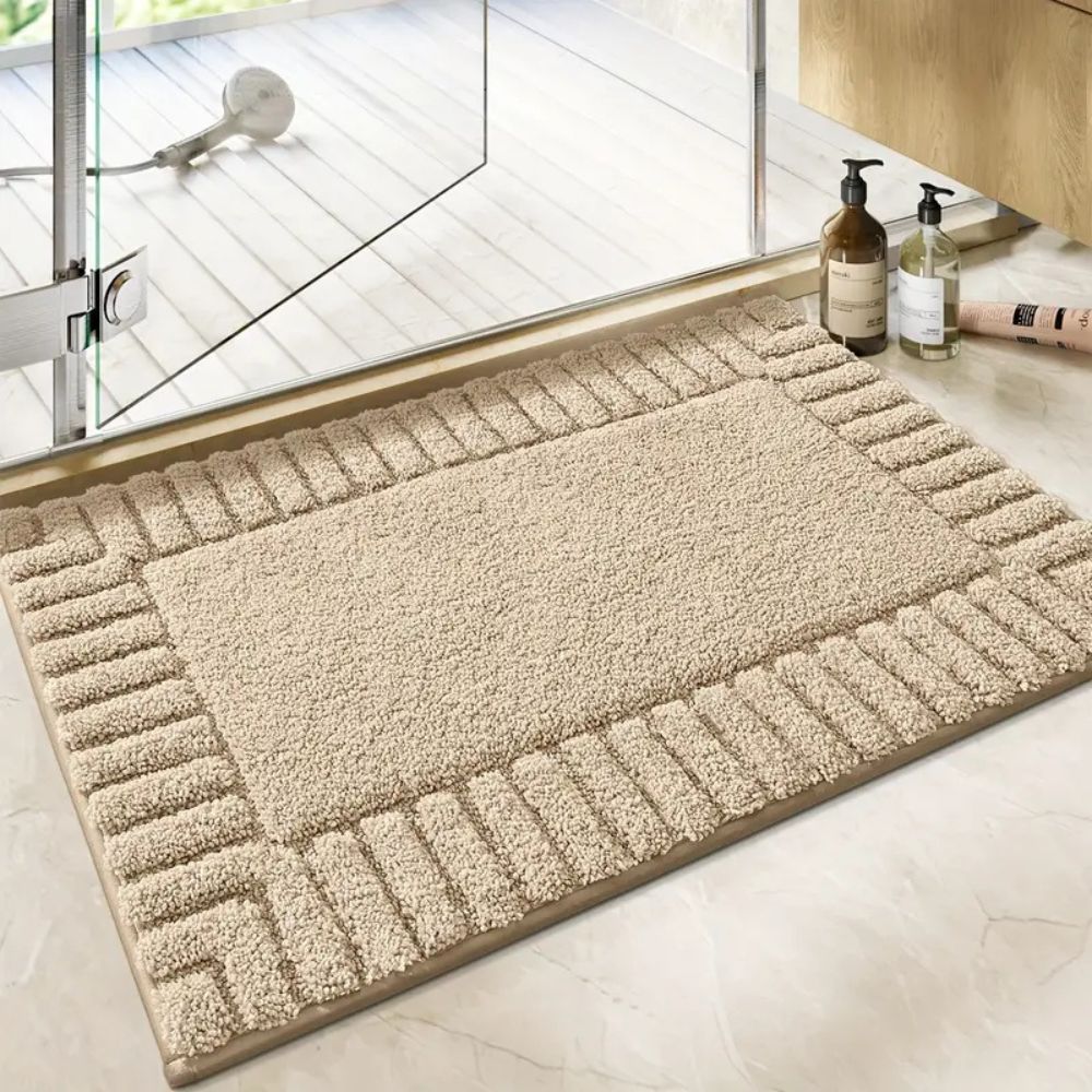 Tapis de bain minimaliste à rayures, antidérapant et à séchage rapide