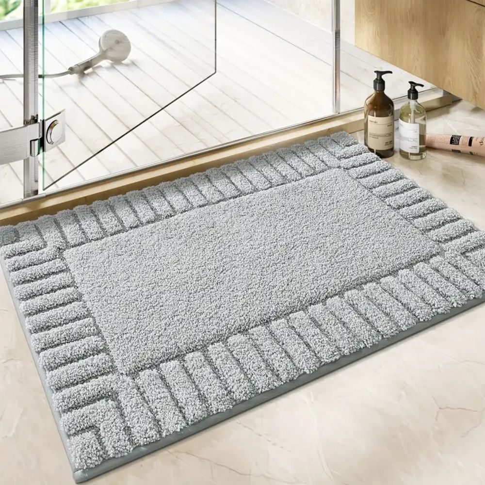 Tapis de bain minimaliste à rayures, antidérapant et à séchage rapide