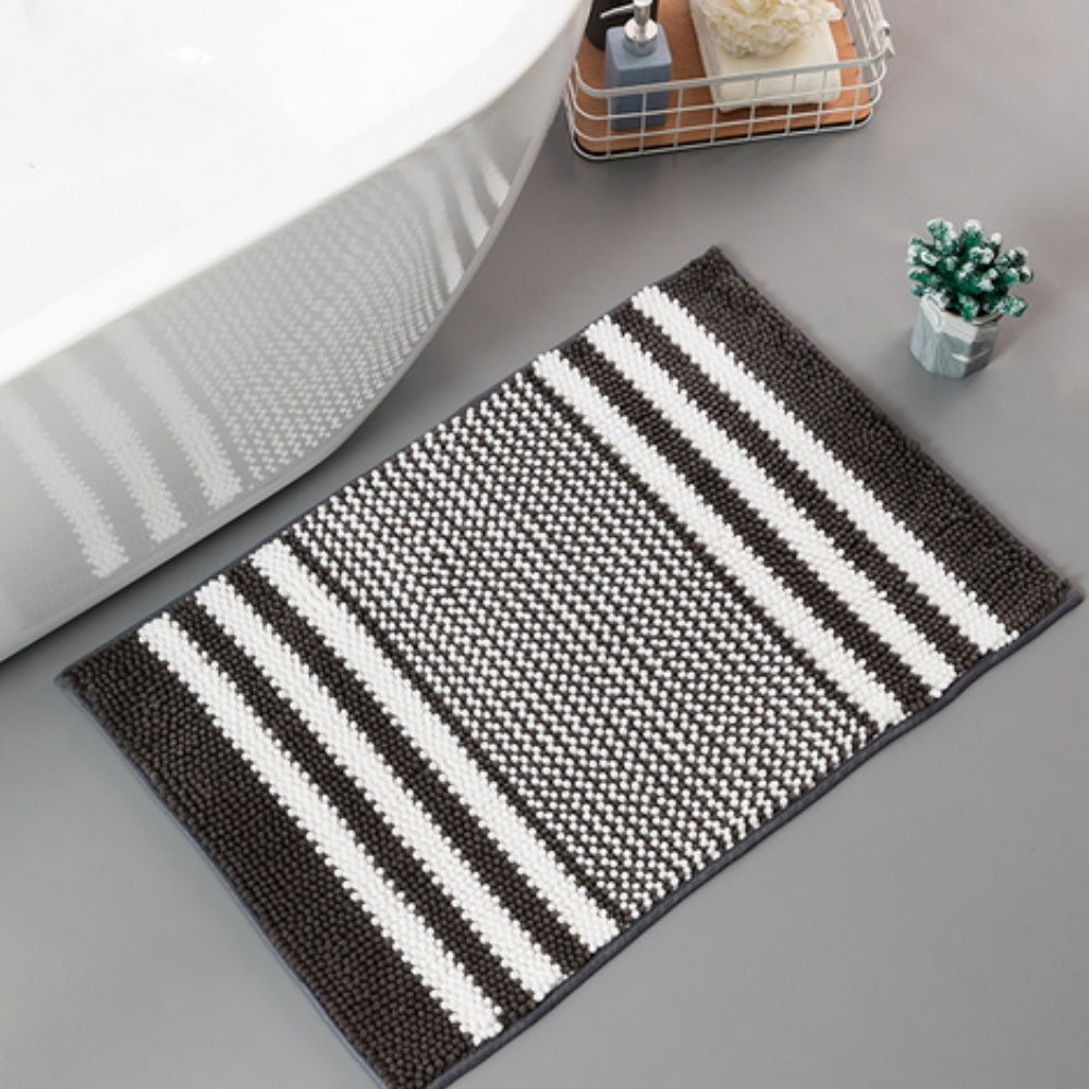 Tapis de bain rayé à motif de petites pierres
