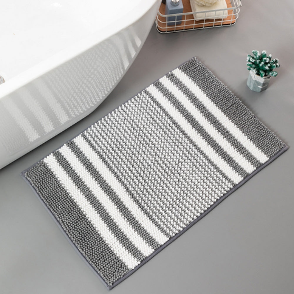 Tapis de bain rayé à motif de petites pierres