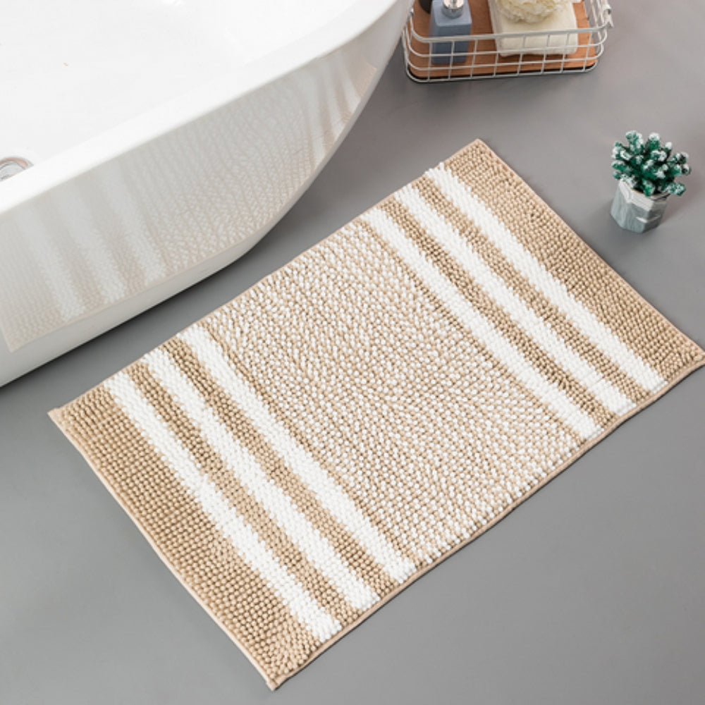 Tapis de bain rayé à motif de petites pierres