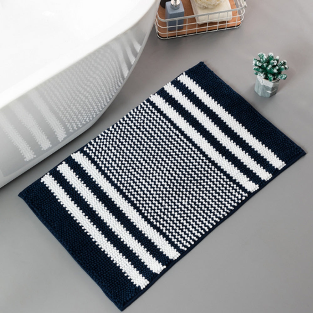 Tapis de bain rayé à motif de petites pierres