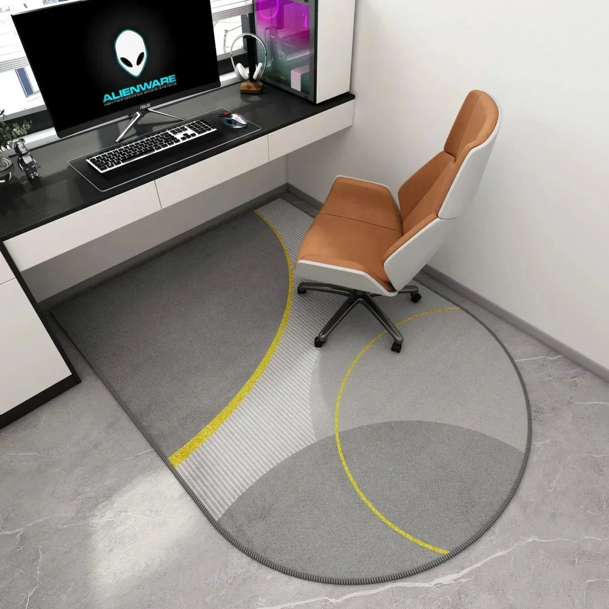 Tapis de bureau géométrique lavable antidérapant