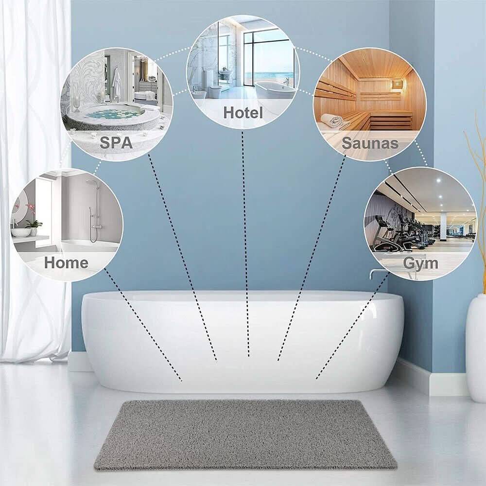 Tapis de douche antidérapant avec système d'évacuation