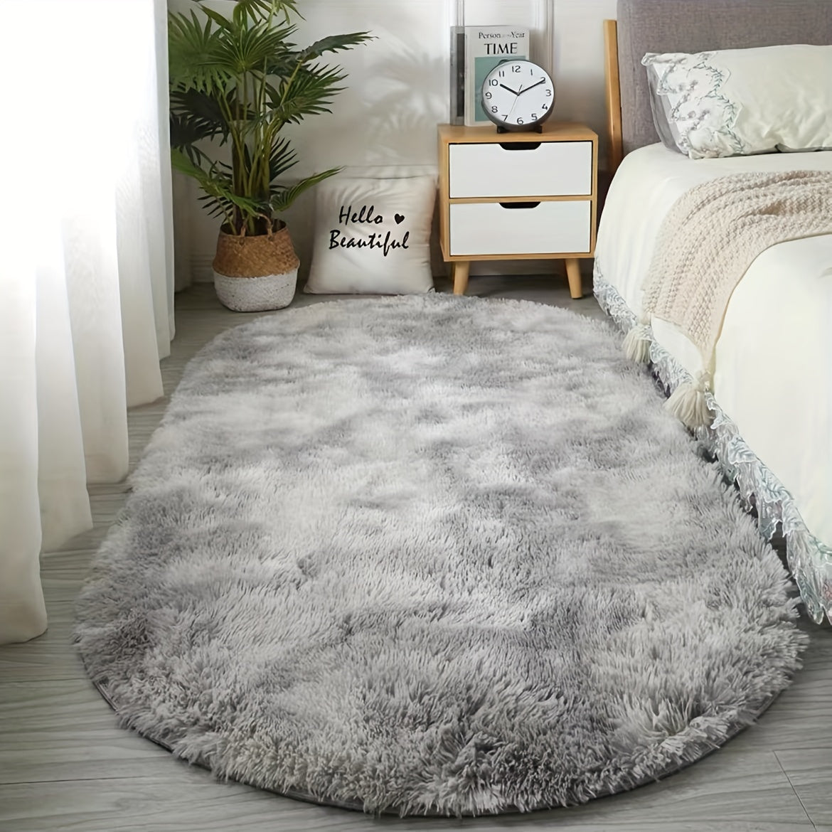 Tapis ovale en peluche pour chambre et salon