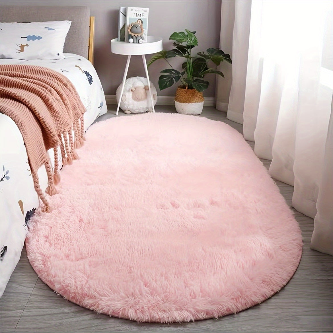 Tapis ovale en peluche pour chambre et salon