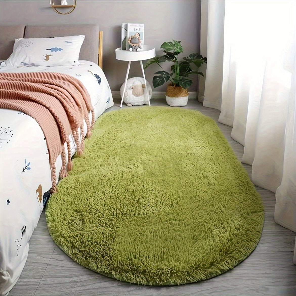 Tapis ovale en peluche pour chambre et salon
