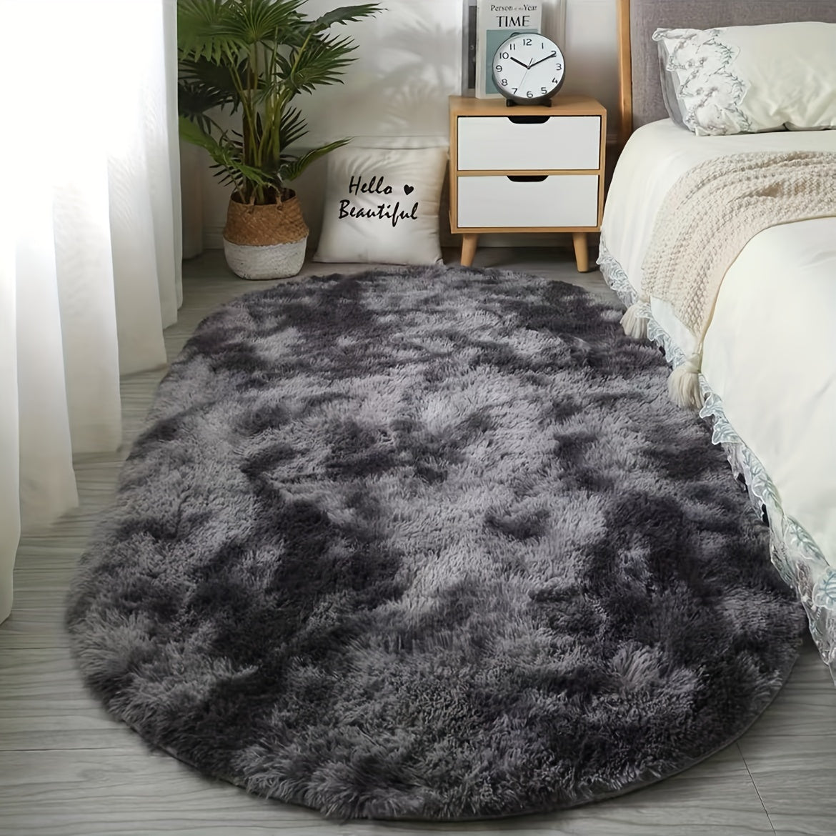 Tapis ovale en peluche pour chambre et salon
