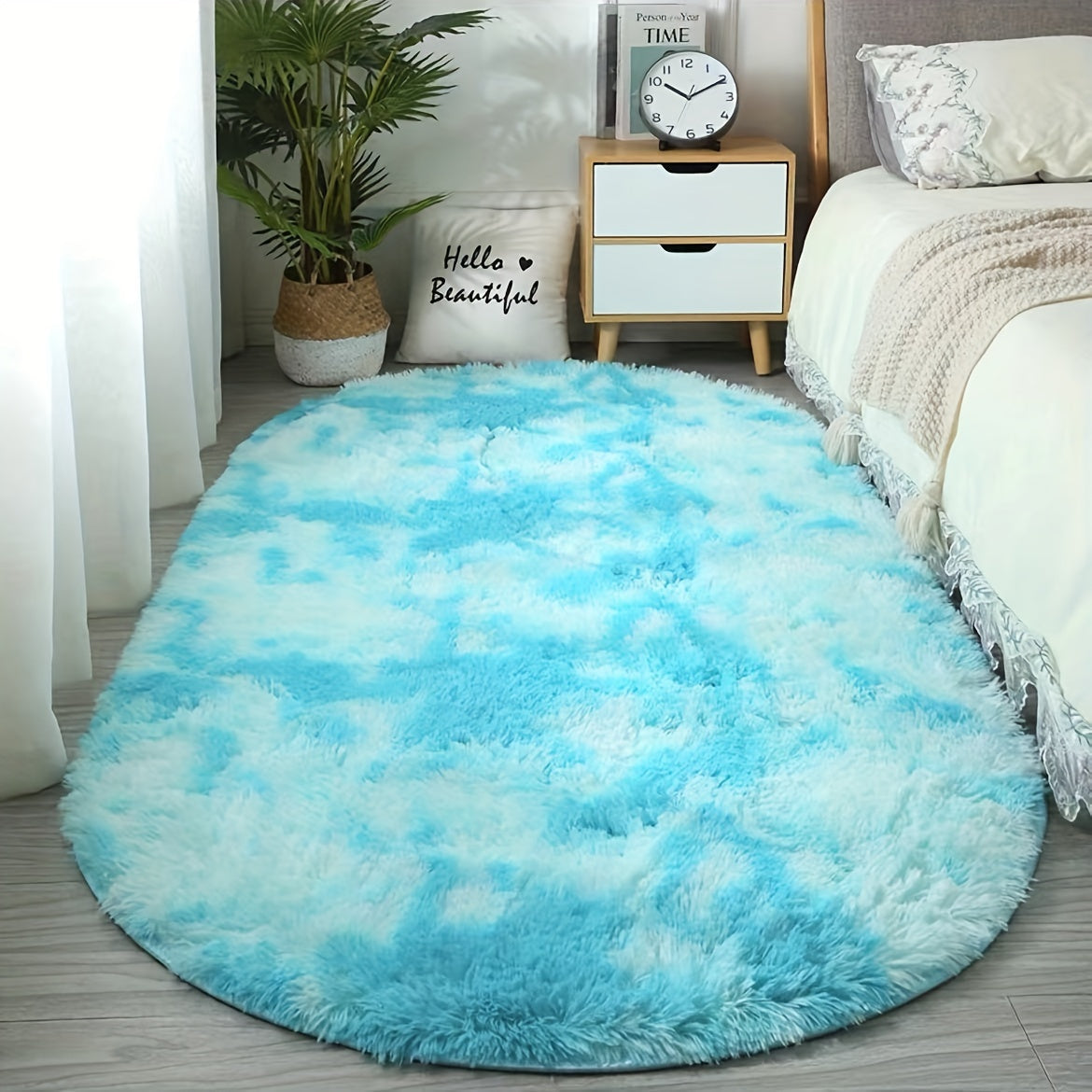 Tapis ovale en peluche pour chambre et salon