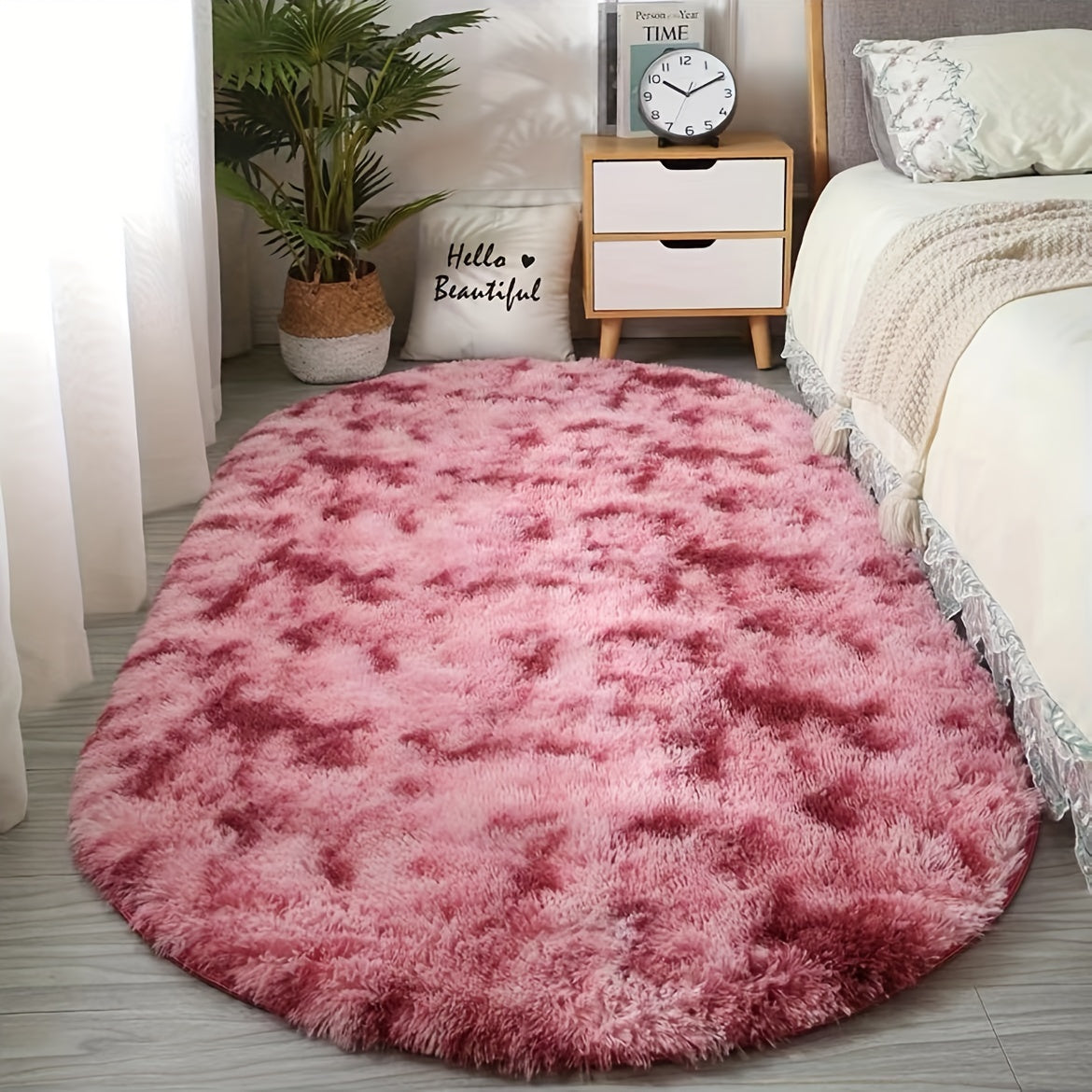 Tapis ovale en peluche pour chambre et salon