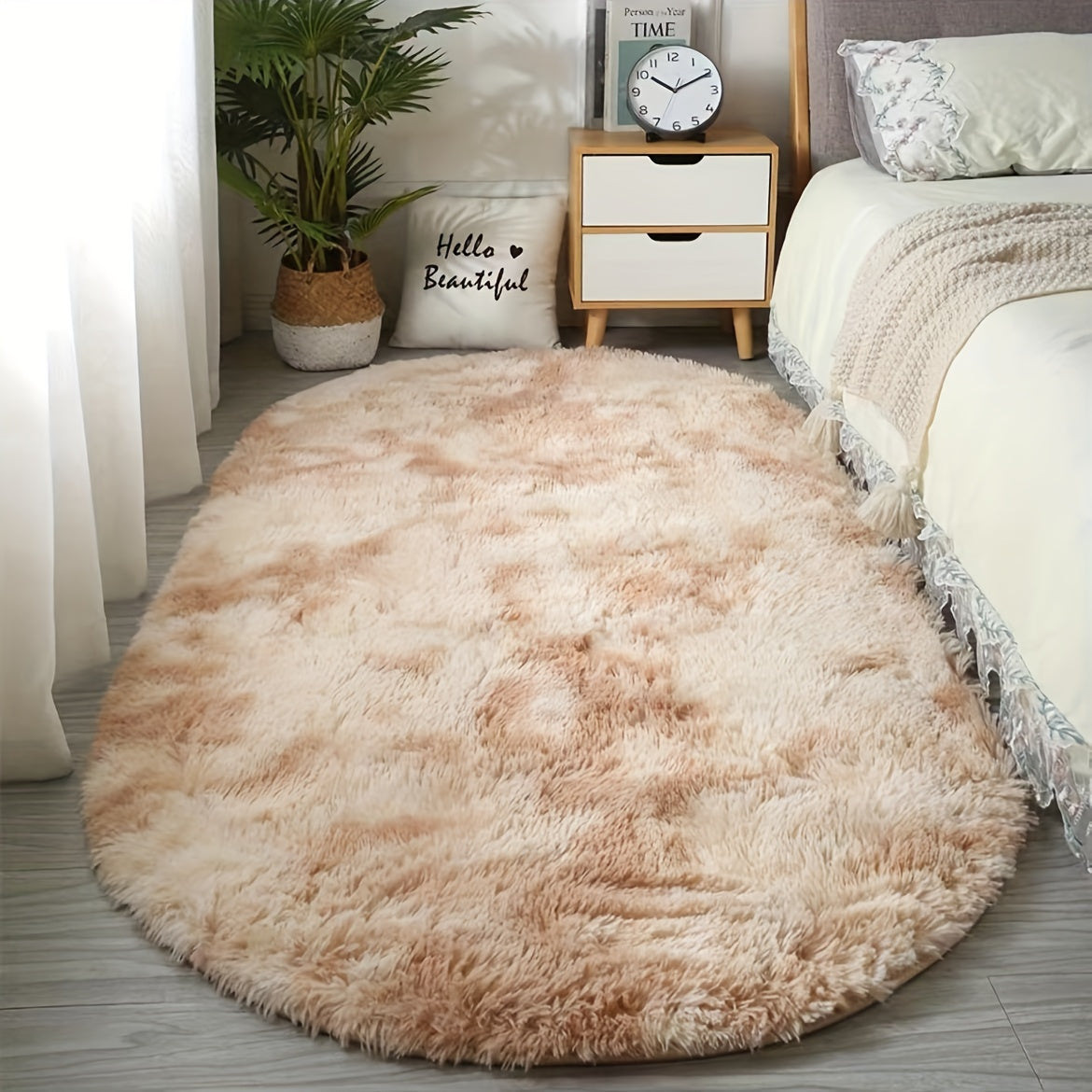 Tapis ovale en peluche pour chambre et salon