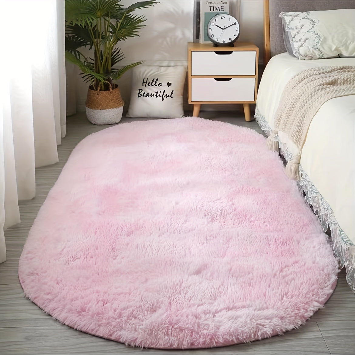 Tapis ovale en peluche pour chambre et salon