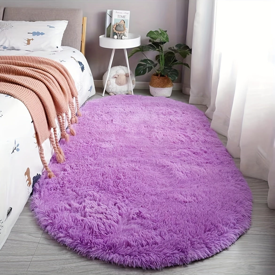 Tapis ovale en peluche pour chambre et salon