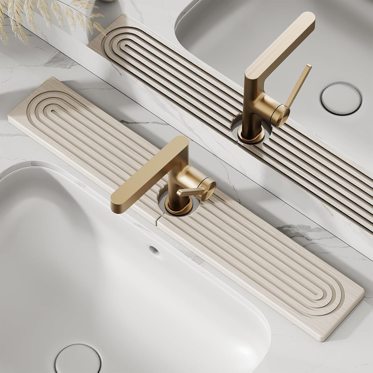 Tapis protecteur d'évier anti-éclaboussures – plateau de drainage pour robinet en silicone avec rainures d'évacuation pour cuisine ou salle de bain
