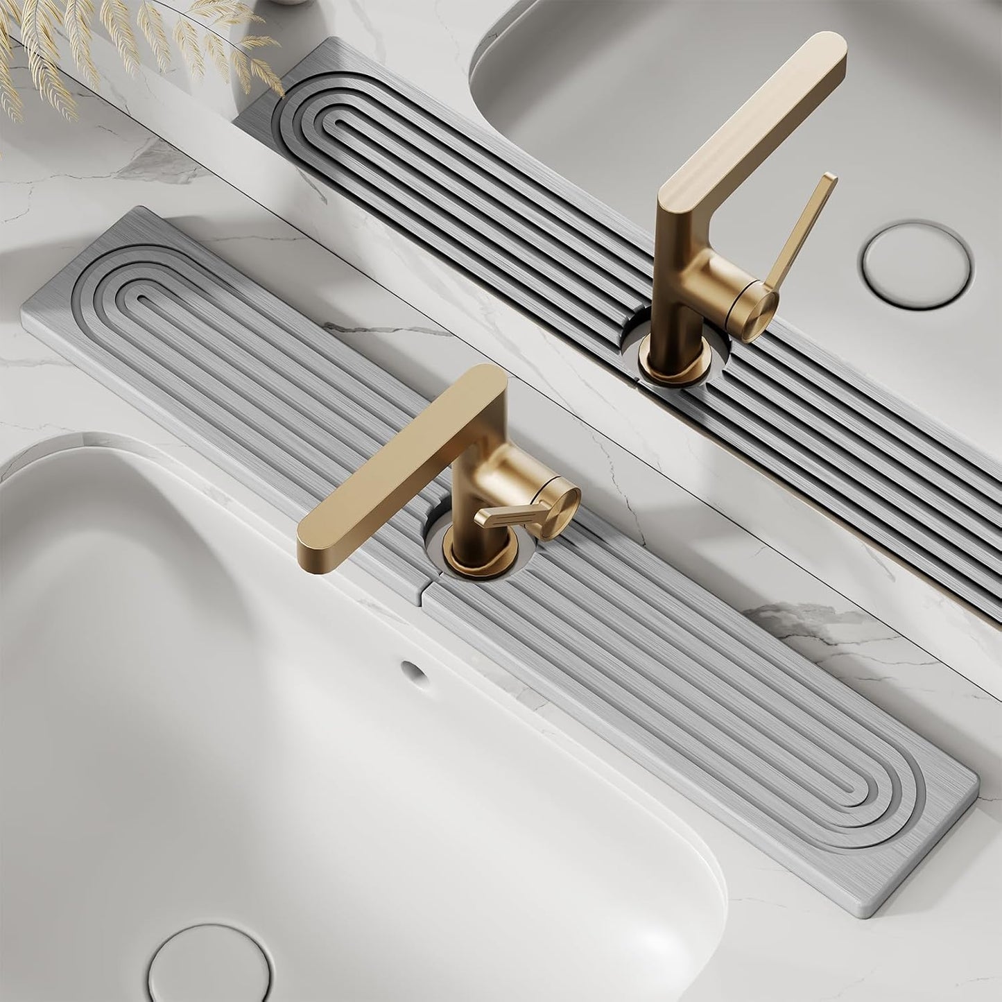 Tapis protecteur d'évier anti-éclaboussures – plateau de drainage pour robinet en silicone avec rainures d'évacuation pour cuisine ou salle de bain