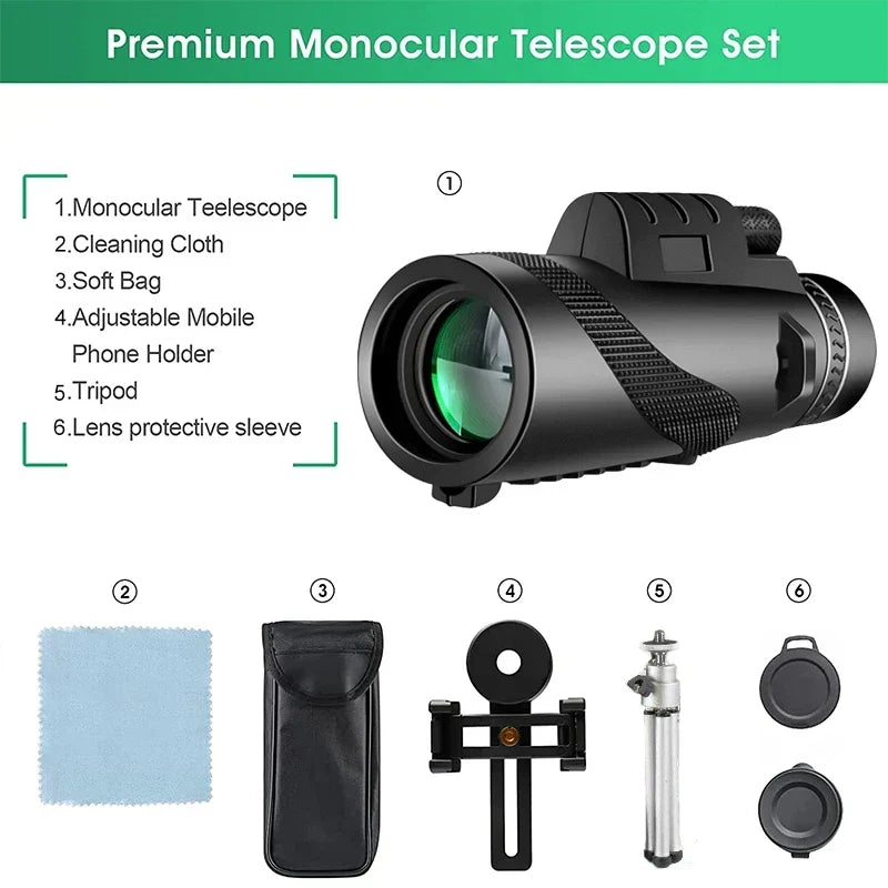 Télescope monoculaire à zoom HD 80x100: Télescope portatif puissant pour la chasse, le camping et l'exploration en plein air lors de vos déplacements