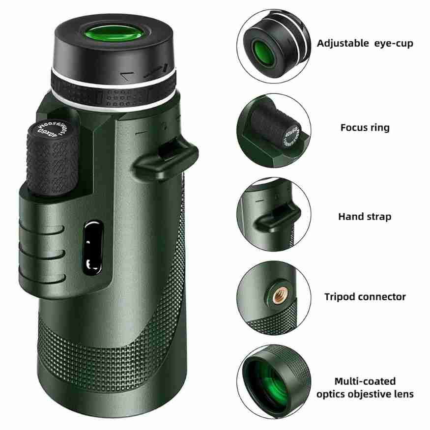 Télescope monoculaire ultra-zoom 600x compact avec lentille HD, léger et idéal pour la randonnée, l'observation des oiseaux et les événements sportifs