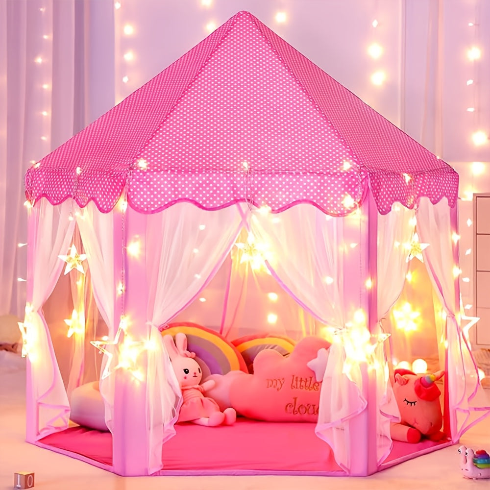 Tente de jeu princesse avec éclairage étoilé – Parfaite pour jouer à l'intérieur ou à l'extérieur