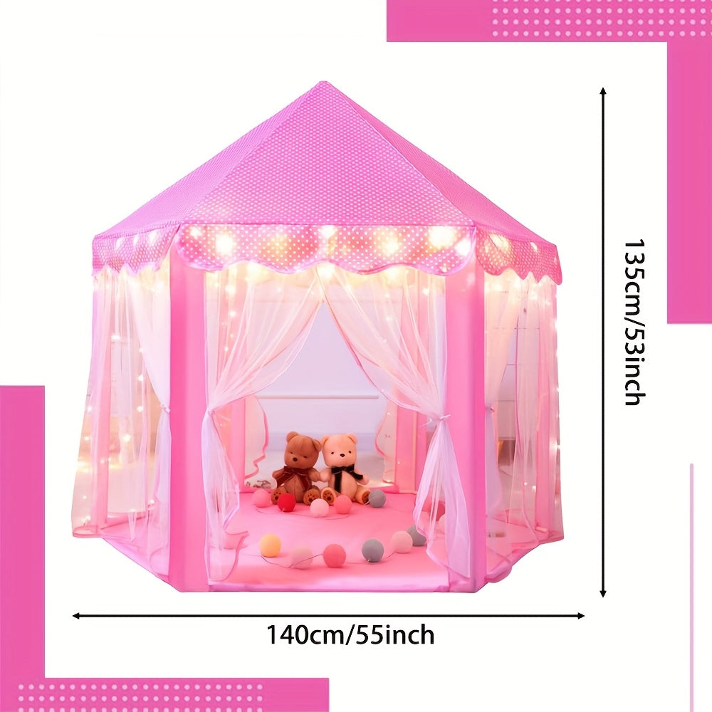 Tente de jeu princesse avec éclairage étoilé – Parfaite pour jouer à l'intérieur ou à l'extérieur