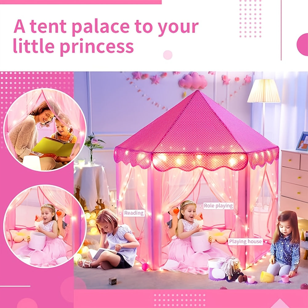 Tente de jeu princesse avec éclairage étoilé – Parfaite pour jouer à l'intérieur ou à l'extérieur