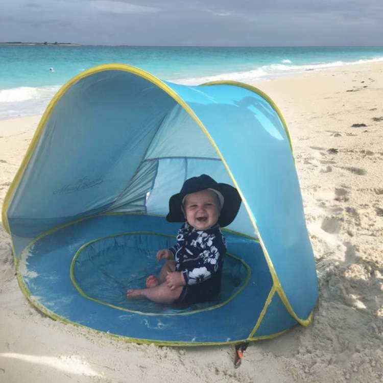 Tente de plage pop-up pour bébé avec pataugeoire intégrée