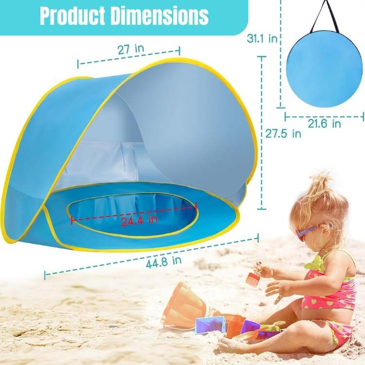 Tente de plage pop-up pour bébé avec pataugeoire intégrée