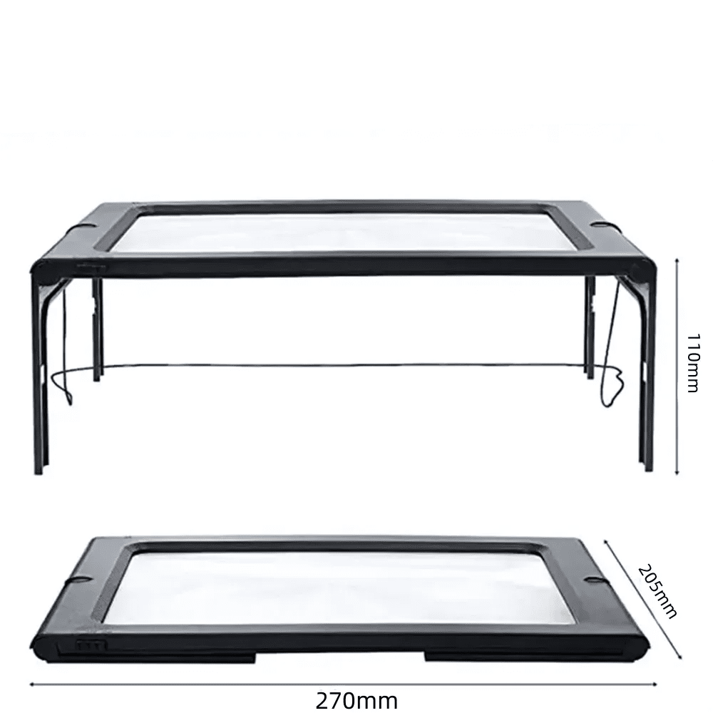 TEXTDESK – Foldable 3x Table Magnifier with LED Lighting for Hands-Free Reading