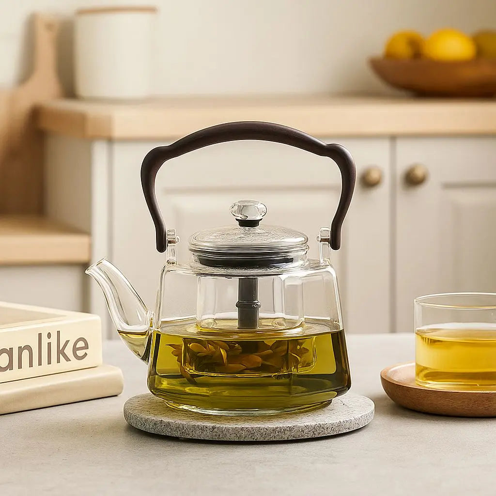 Théière en verre résistant à la chaleur avec infuseur