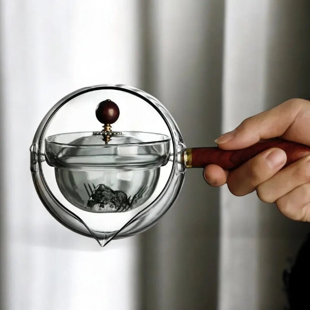 Théière rotative en verre